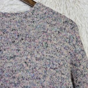 Jenni Kayne Small Multicolor Marled Cotton Alpaca Blend Crew Neck Sweater Boxy